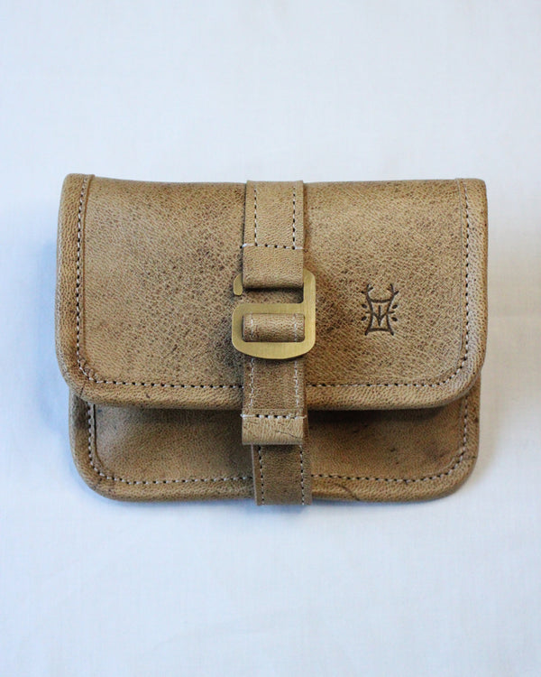 Bay Tine Tannery ammunition pouch with acorn design, durable leather with multiple compartments for firearm accessories.