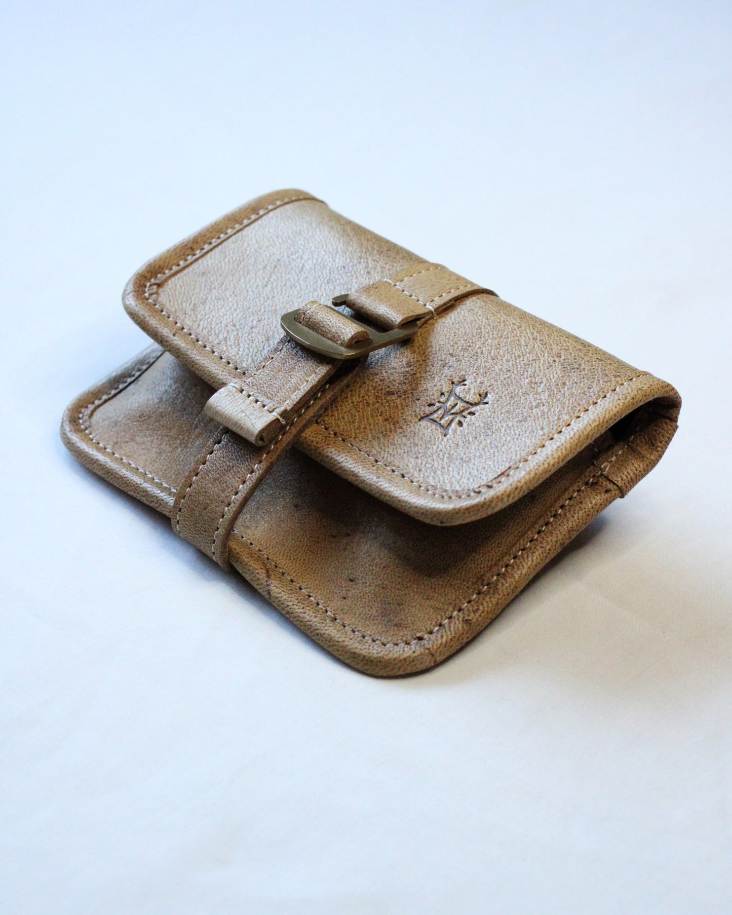 Bay Tine Tannery ammunition pouch in acorn leather, featuring a compact design with secure closure and durable construction.