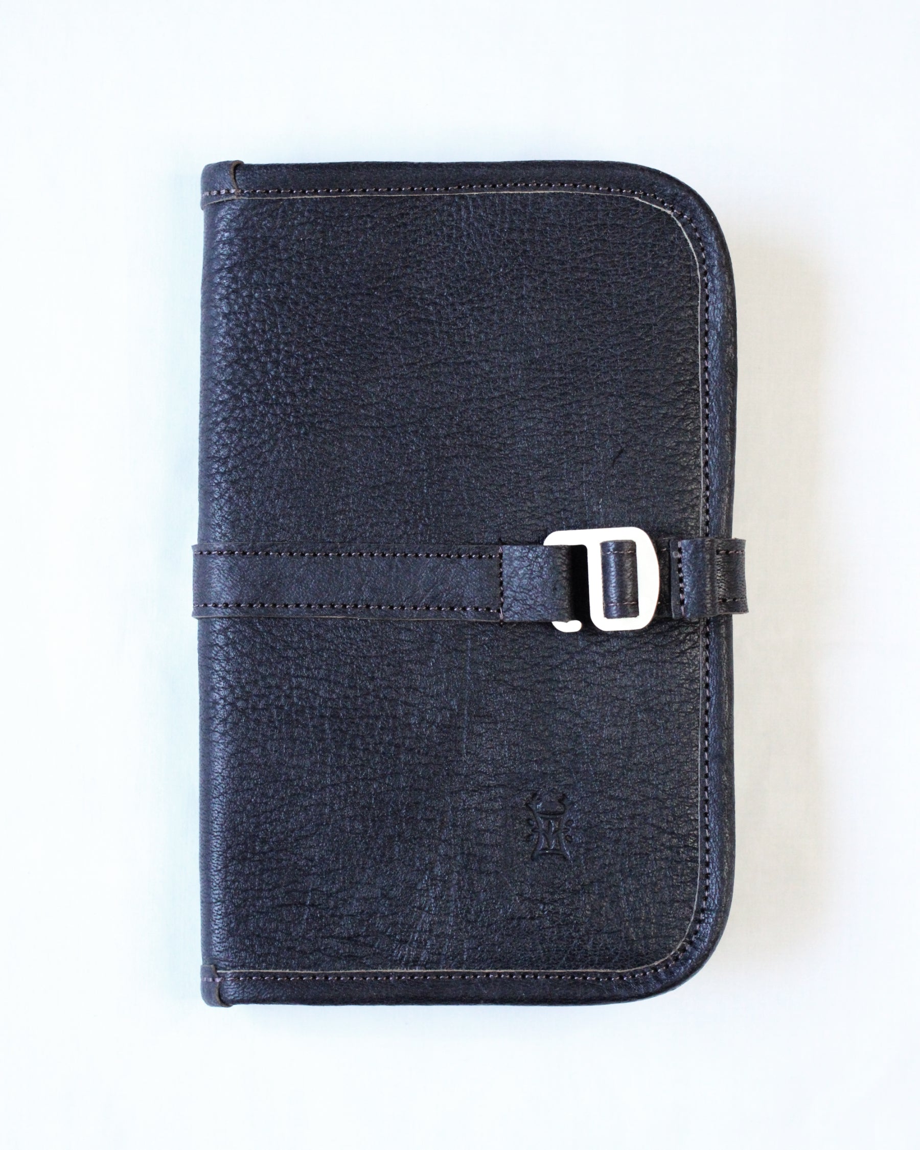 Leather journal cover with Dartmoor design by Bay Tine Tannery, showcasing a textured brown leather exterior and sleek craftsmanship.