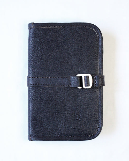 Leather journal cover with Dartmoor design by Bay Tine Tannery, showcasing a textured brown leather exterior and sleek craftsmanship.