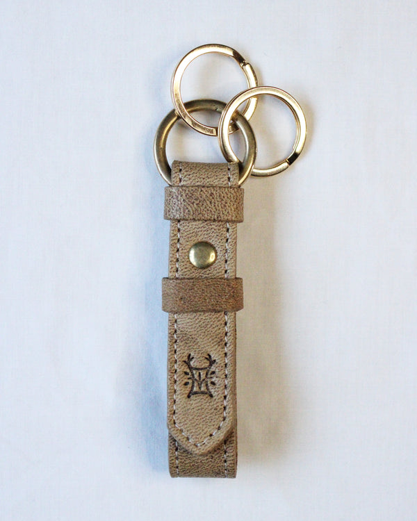 Bay Tine Tannery Acorn key fob with detailed leather craftsmanship and metal key ring, designed for key organization and style.